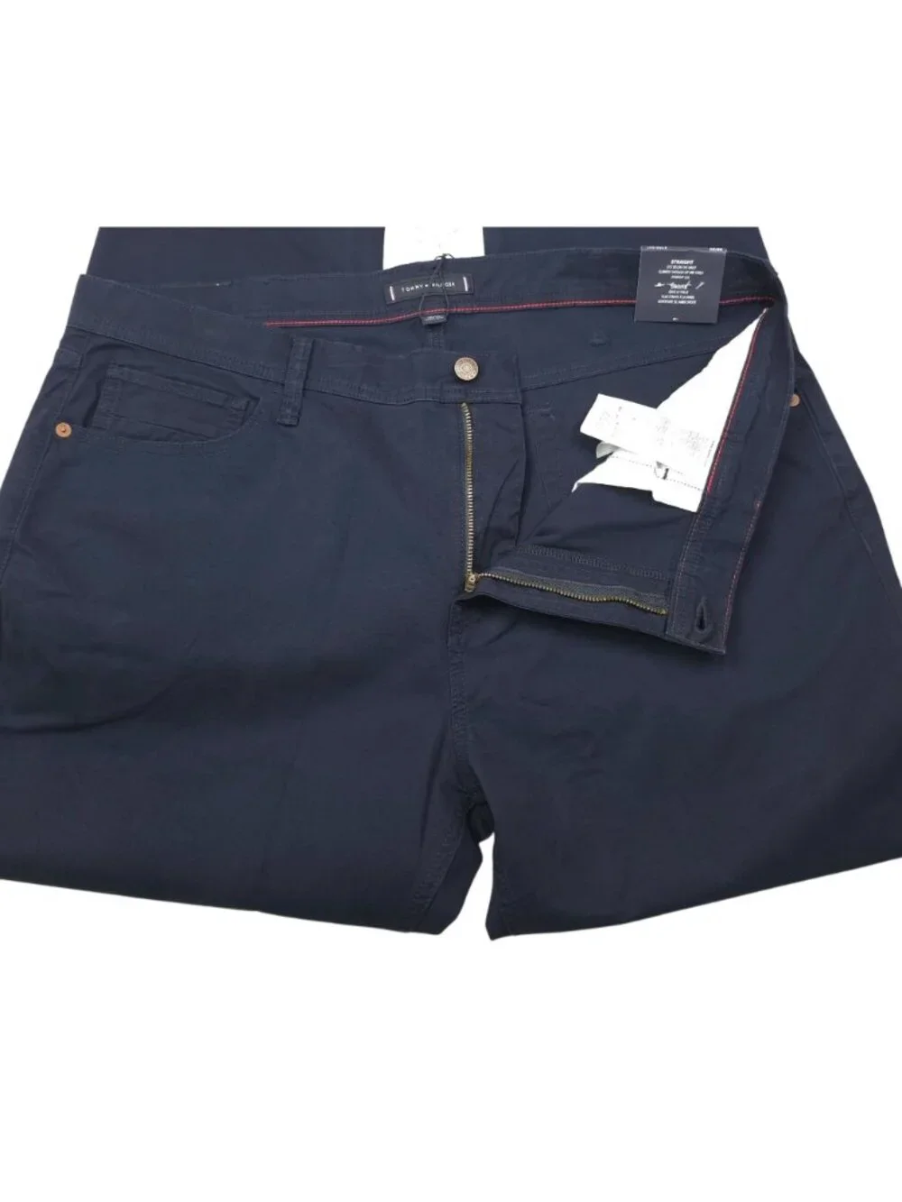 Tommy Hilfiger TH Flex Navy Mens Straight Fit Pants 38W 30L Cotton Blend